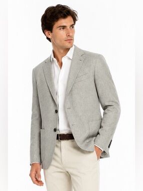 Ermenegildo Zegna Silk Cashmere Blazer Sport Coat Gray 40R Italy CMB3002